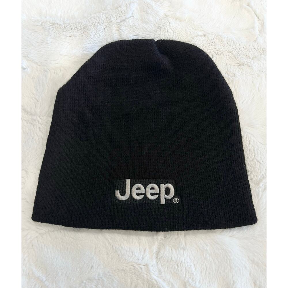 New Authentic JEEP Knit Beanie Hat Cap OS Winter OEM Logo Black Wrangler Unisex
